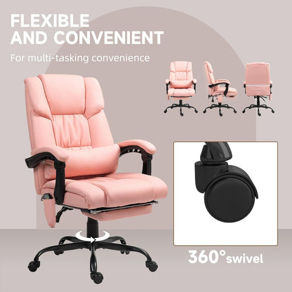 High Back Massage Office Chair with 6 Vibration Points, PU Leather