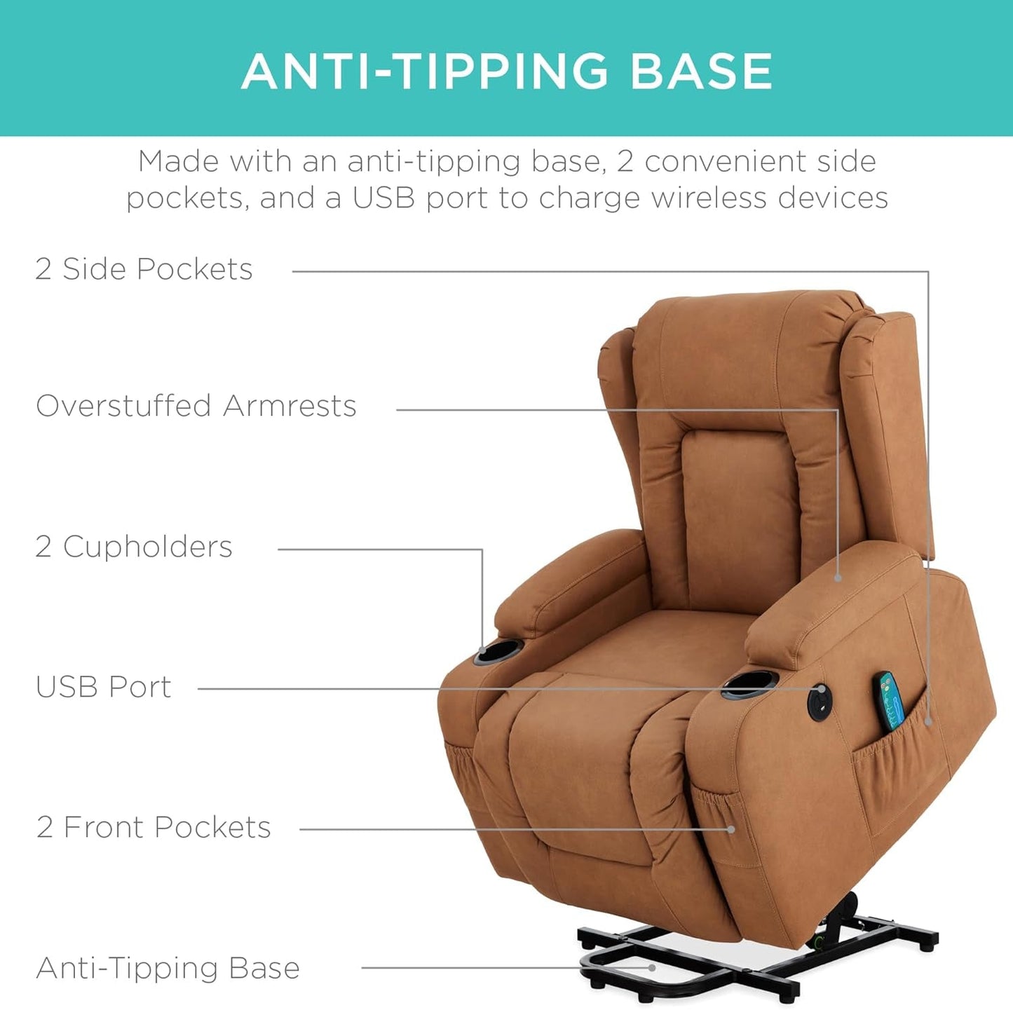 PU Leather Electric Power Lift Chair, Recliner Massage Chair,