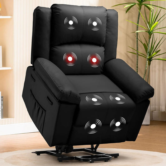 Power Lift Recliner for Elderly, Lift Chair with Heat and Massage，Pu