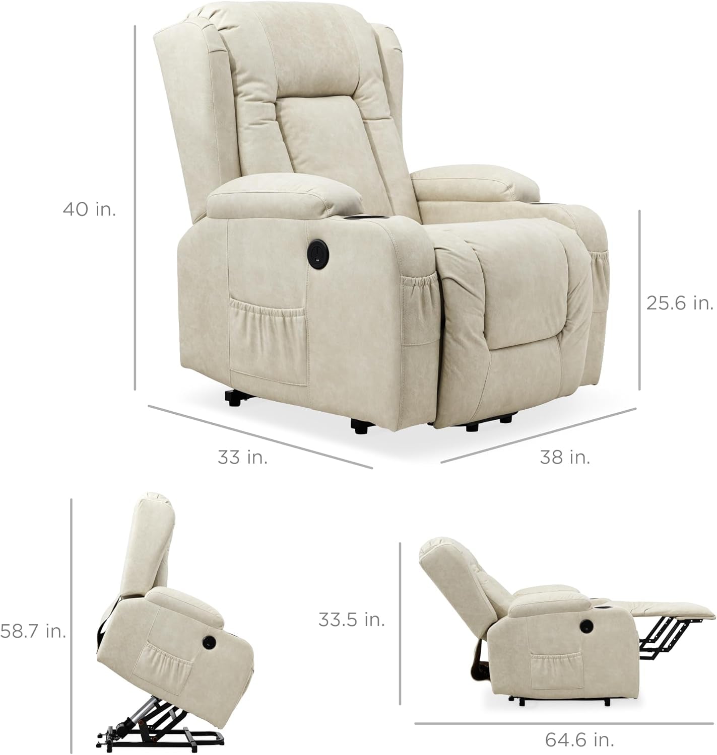 Leather Electric Power Lift Chair, Recliner Massage Chair,