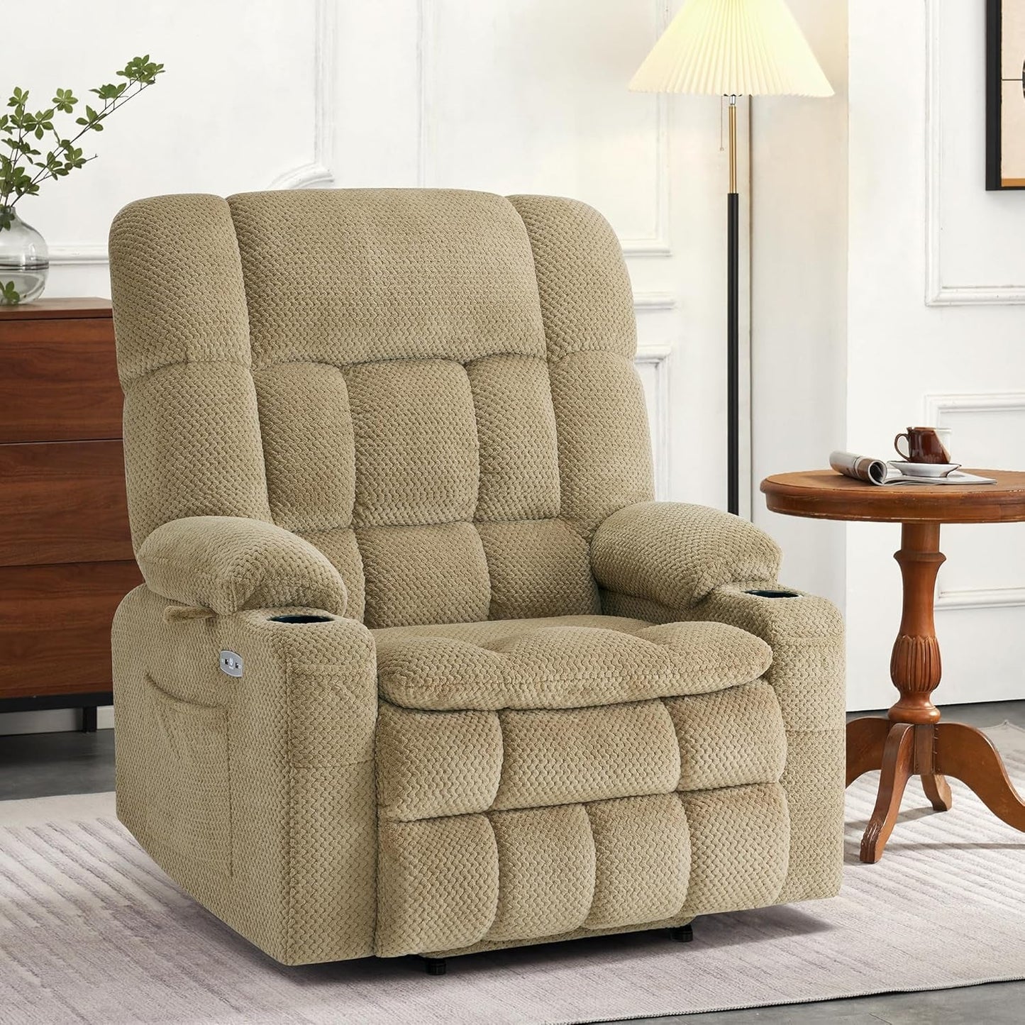 Large Dual Motor Power Lift Recliner Chair Sofa with Massage and Heat