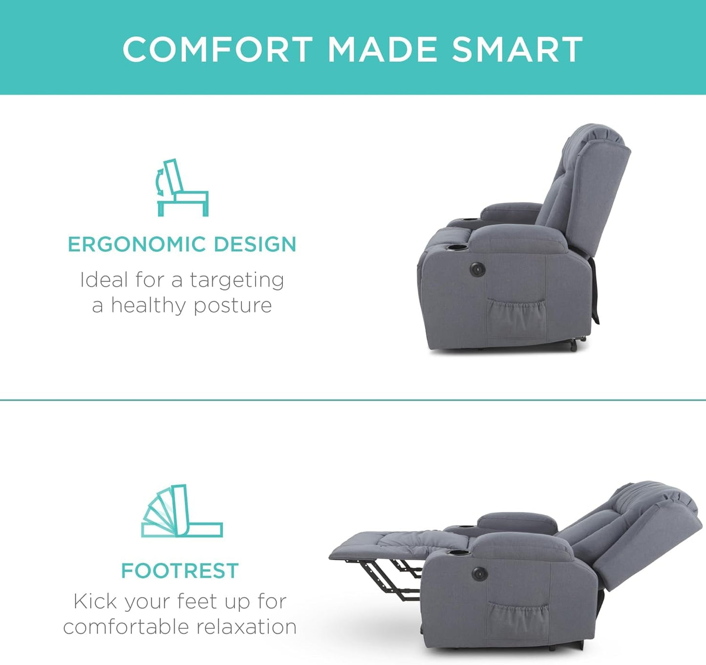 Modern Linen Electric Power Lift Chair, Recliner Massage Chair,