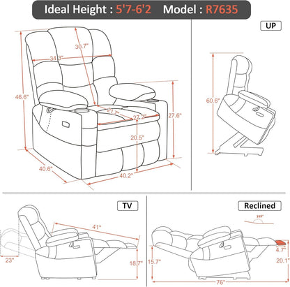 Dual Motor Power Lift Recliner Chair with Massage and Dual Heating,